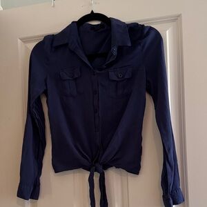 Navy Blue Women's Button-Up Top